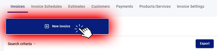 Select Invoices Tab and click on NEW INVOICE